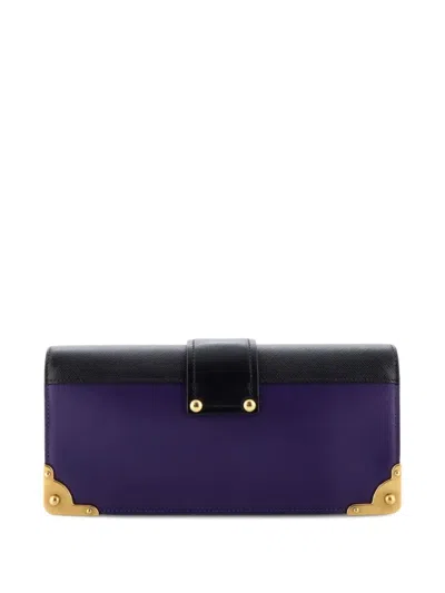 Pre-owned Prada Cahier Chain City Calf And Saffiano Clutch Bag In Black