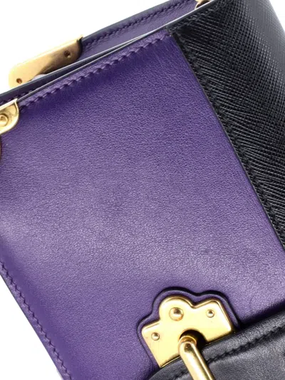 Pre-owned Prada Cahier Chain City Calf And Saffiano Clutch Bag In Black