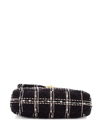 Pre-owned Chanel 19 Flap Bag Quilted Tweed Medium Crossbody Bag In Black