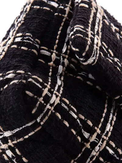 Pre-owned Chanel 19 Flap Bag Quilted Tweed Medium Crossbody Bag In Black