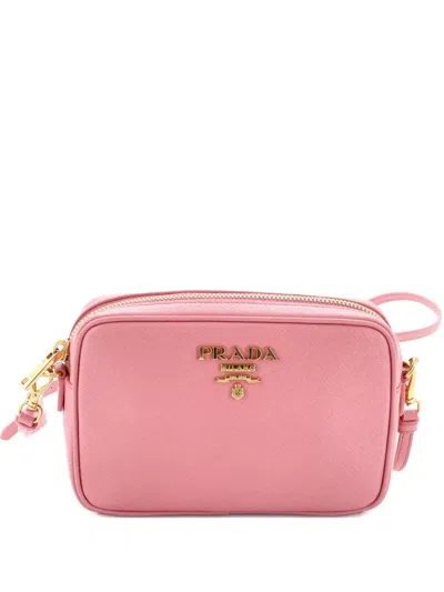 Pre-owned Prada Camera Shoulder Bag Saffiano Leather Small Crossbody Bag In Pink