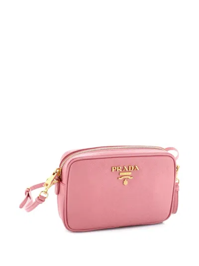 Pre-owned Prada Camera Shoulder Bag Saffiano Leather Small Crossbody Bag In Pink
