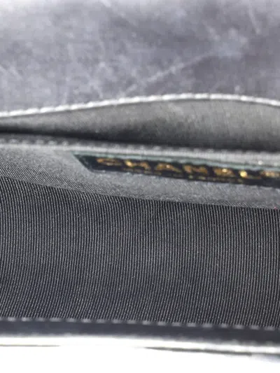 Pre-owned Chanel Boy Flap Bag Quilted Iridescent Glazed Calfskin Old Medium Shoulder Bag In Black