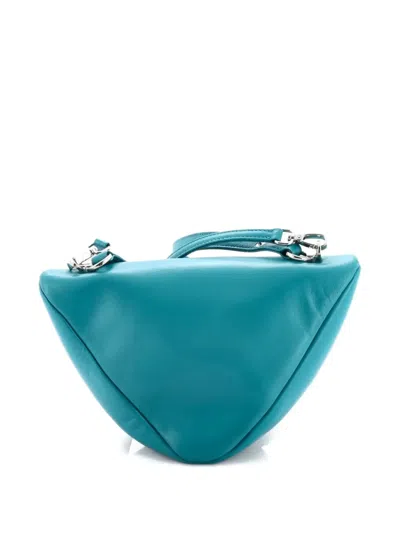 Pre-owned Prada Triangle Convertible Zip Handbag Leather Small Crossbody Bag In Green