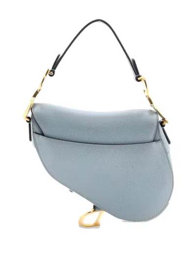 Pre-owned Dior Saddle Handbag Leather Mini Shoulder Bag In Blue
