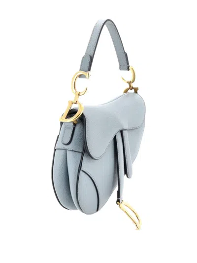 Pre-owned Dior Saddle Handbag Leather Mini Shoulder Bag In Blue