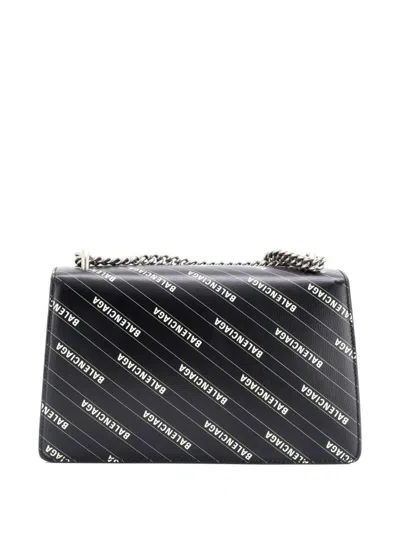 Pre-owned Gucci X Balenciaga The Hacker Project Dionysus Bag Logo Printed Leather Small Crossbody Bag In Black