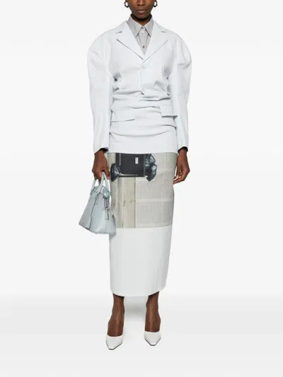 Issey Miyake Like Torso Notched Lapels Blazer In Blue