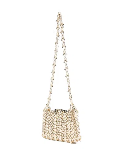 Rabanne Crystal Embellished Chain Shoulder Bag In Neutral
