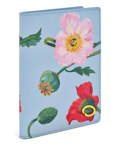 Oscar De La Renta Poppy-printed Passport Cover In Brown