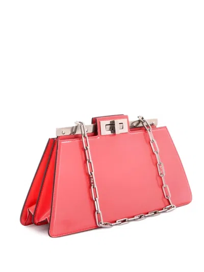 Pre-owned Fendi Peekaboo Cut Bag Leather Medium Shoulder Bag In Pink