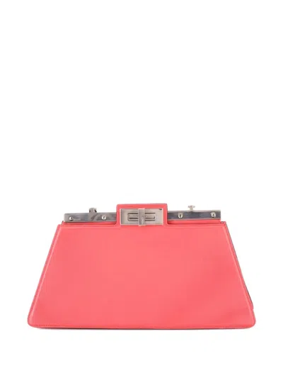 Pre-owned Fendi Peekaboo Cut Bag Leather Medium Shoulder Bag In Pink