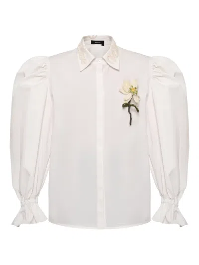 Anouki Floral-appliqué Shirt In Neutral