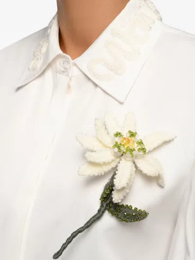 Anouki Floral-appliqué Shirt In Neutral