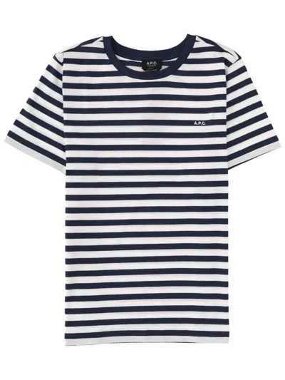 Apc A.p.c. Striped Cotton T-shirt Clothing In Black