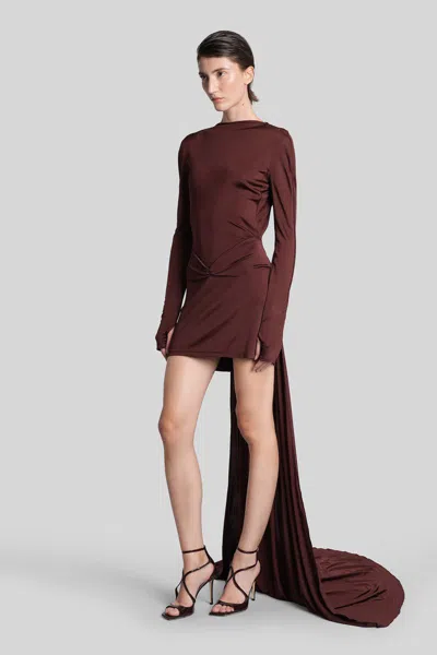 David Koma Mini Dress In Burgundy