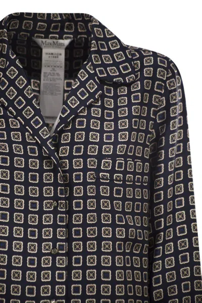 Max Mara Mxmdisco - Semi-fitted Printed Silk Shirt In Brown