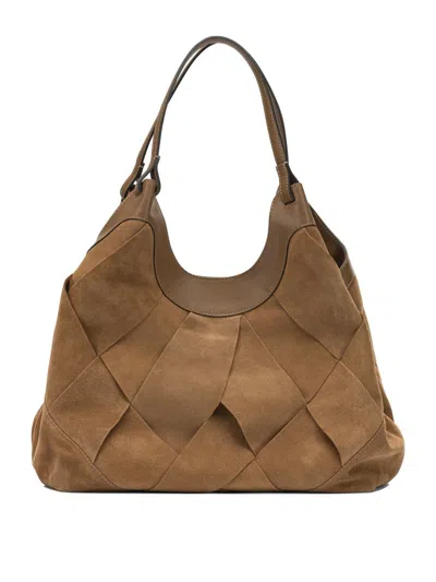 Gianni Chiarini Quilted Suede Shoulder Bags With Top Handles In Brown