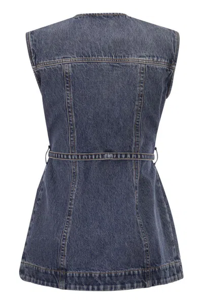 Sportmax Spddominio - Denim Sleeveless Top In Blue