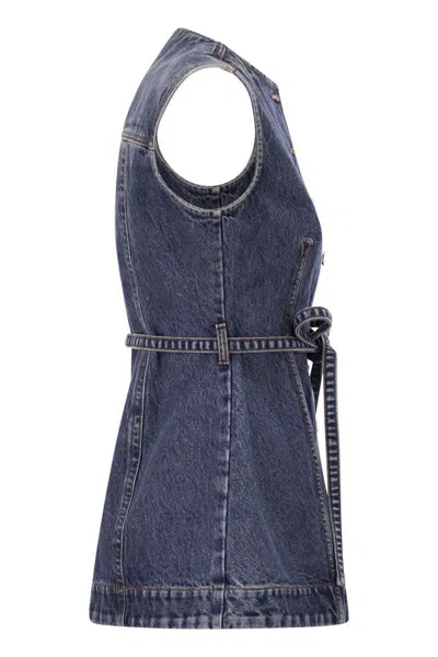 Sportmax Spddominio - Denim Sleeveless Top In Blue