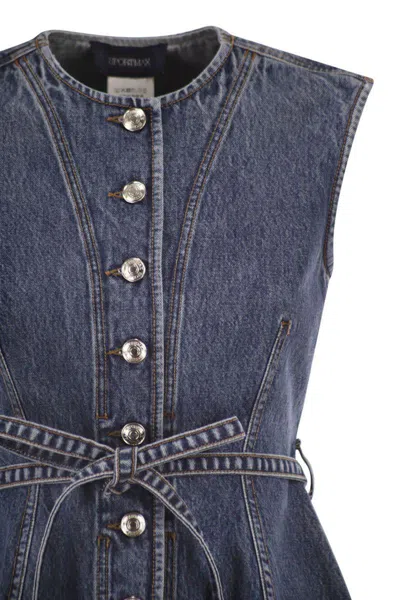 Sportmax Spddominio - Denim Sleeveless Top In Blue