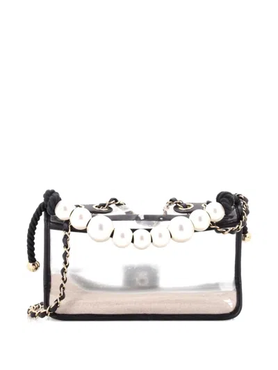 Pre-owned Chanel Sand By The Sea Pearl Flap Bag Pvc With Lambskin Medium Shoulder Bag In White