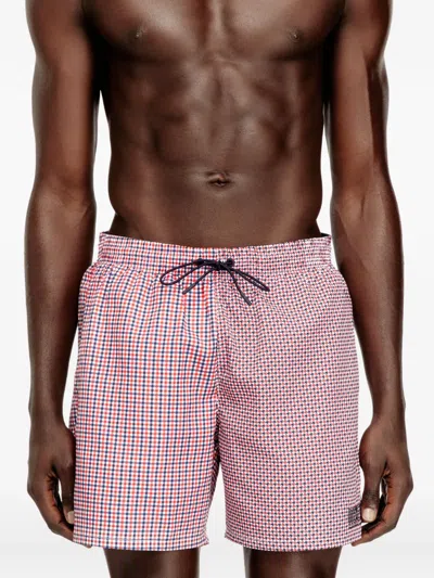 Diesel Check-pattern Swim Shorts In Multi