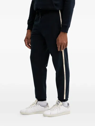 Ea7 Logo Stripe Trousers In Blue