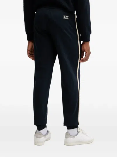Ea7 Logo Stripe Trousers In Blue