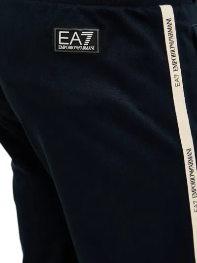 Ea7 Logo Stripe Trousers In Blue