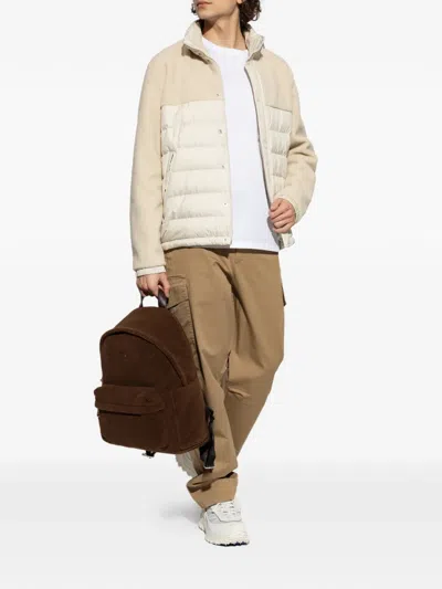Moncler Mistral High Collar Quilted Zip Pockets Coat In Multi