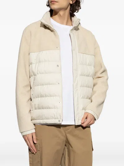 Moncler Mistral High Collar Quilted Zip Pockets Coat In Multi