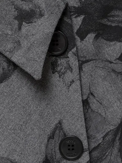 Nissa Button Floral Midi Skirt In Gray