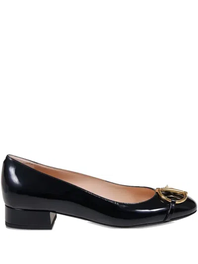 Gucci Women Black Heeled Ballerina Flats With Half Horsebit