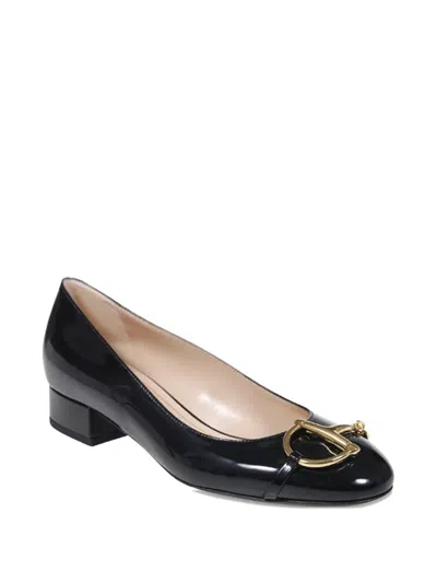 Gucci Women Black Heeled Ballerina Flats With Half Horsebit