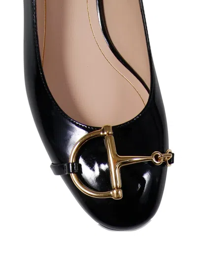 Gucci Women Black Heeled Ballerina Flats With Half Horsebit