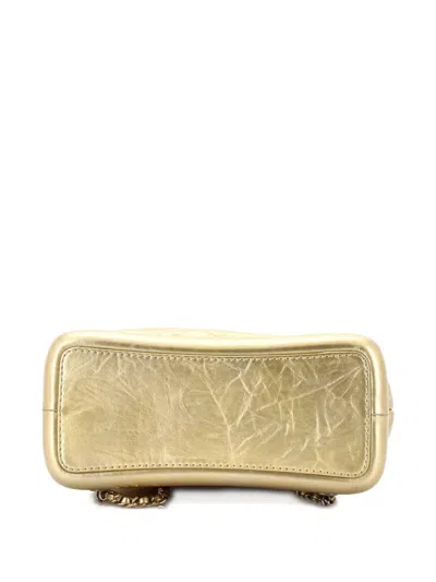 Pre-owned Chanel Gabrielle Quilted Calfskin Small Backpack In Gold