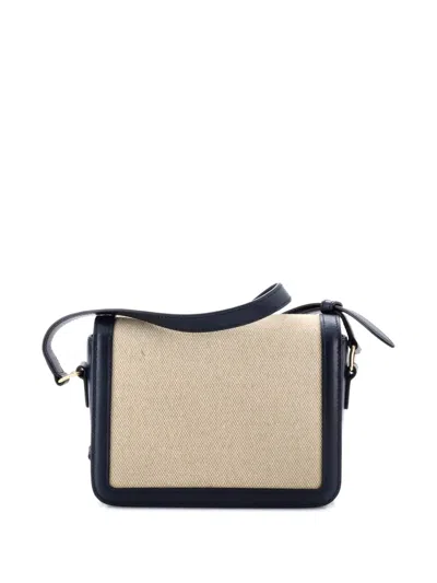 Pre-owned Celine Triomphe Shoulder Bag Canvas With Leather Teen Crossbody Bag In Blue