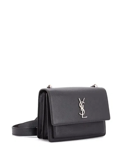 Pre-owned Saint Laurent Sunset Satchel Leather Medium Crossbody Bag In Black