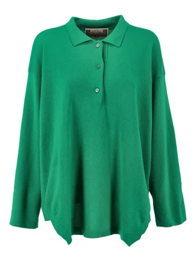 Pre-owned Vintage Cashmere Polo Sweater In Green