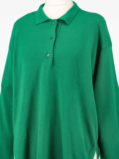 Pre-owned Vintage Cashmere Polo Sweater In Green