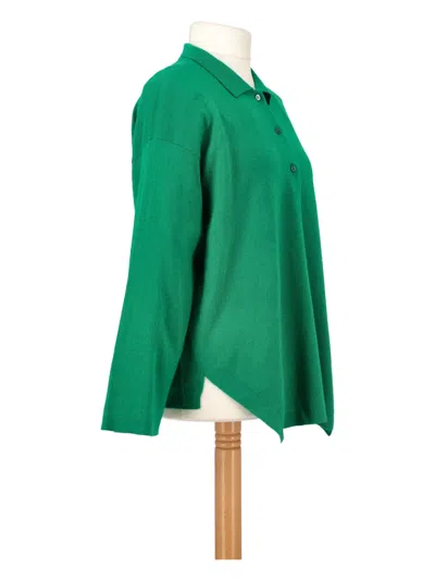 Pre-owned Vintage Cashmere Polo Sweater In Green