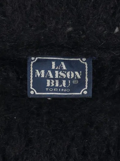 Pre-owned Vintage High-collar Embroidered Sweater In Black