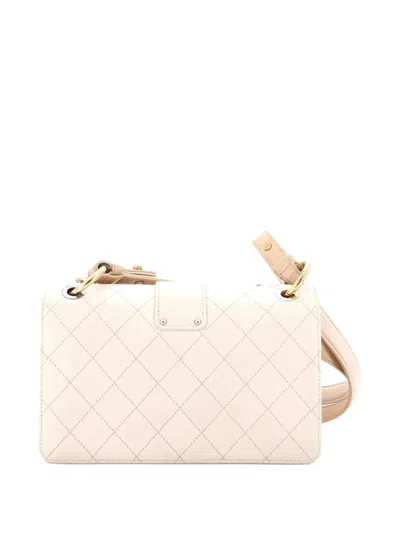 Pre-owned Chanel Cc Chain Flap Quilted Calfskin Small Shoulder Bag In Neutral