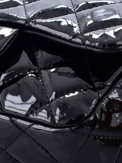 Pre-owned Chanel Classic Single Flap Bag Quilted Patent Extra Mini Crossbody Bag In Black