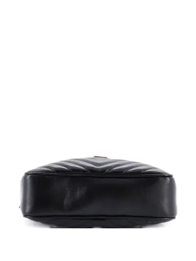 Pre-owned Saint Laurent Lou Camera Bag Matelasse Chevron Leather Small Crossbody Bag In Black