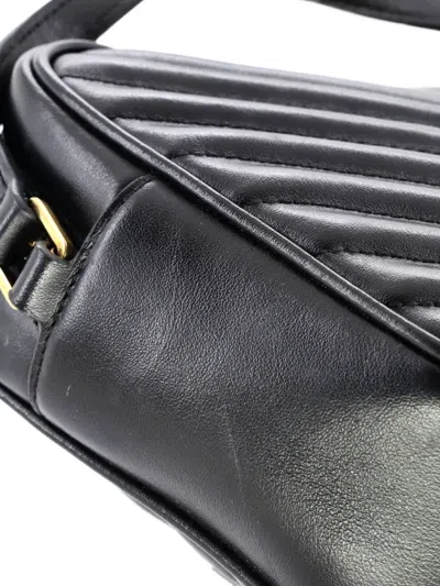 Pre-owned Saint Laurent Lou Camera Bag Matelasse Chevron Leather Small Crossbody Bag In Black