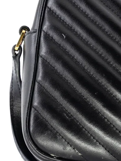 Pre-owned Saint Laurent Lou Camera Bag Matelasse Chevron Leather Small Crossbody Bag In Black