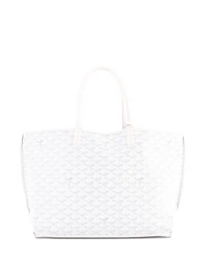 Pre-owned Goyard Anjou Reversible Printed Coated Canvas Pm Tote Bag In White