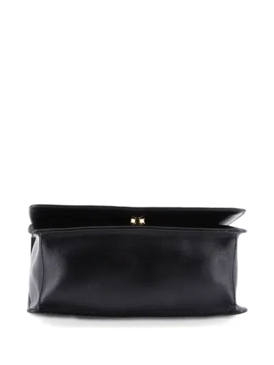 Pre-owned Prada Chain Flap Bag Saffiano Leather Small Crossbody Bag In Black